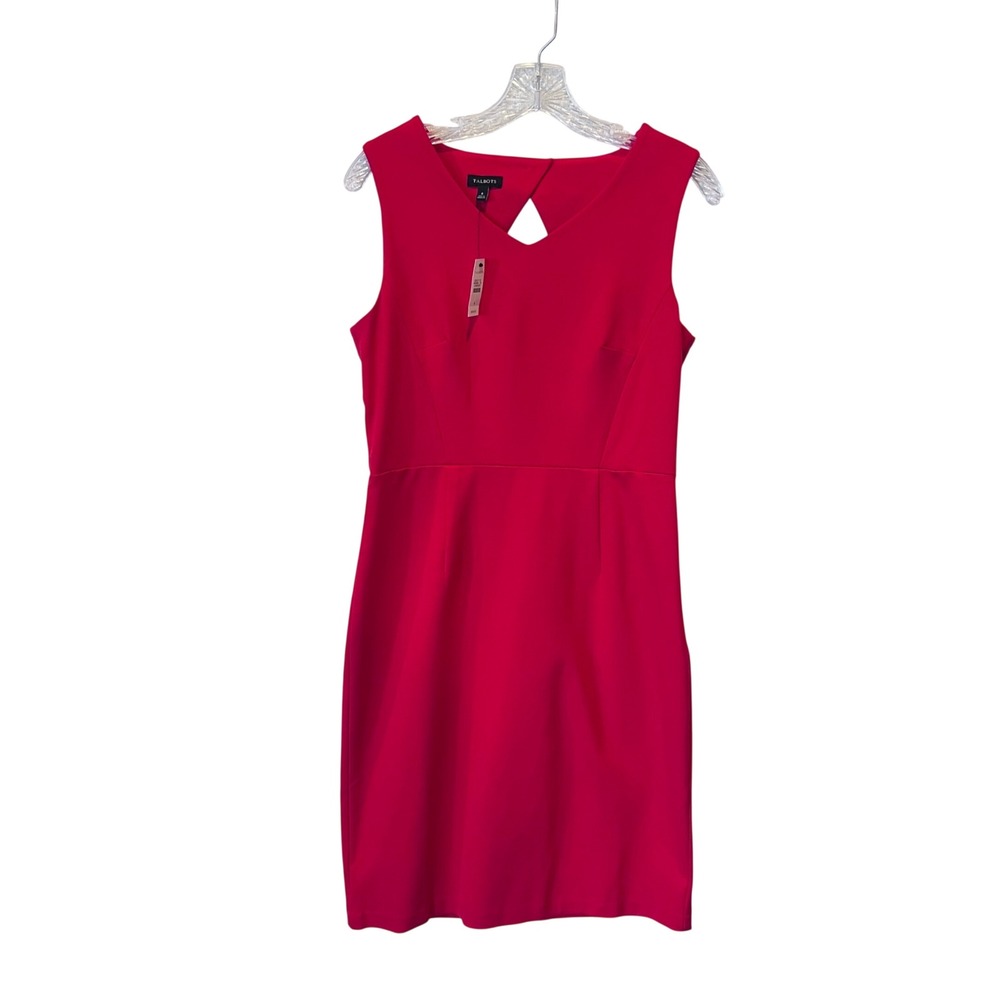 Talbots Classic Red V-Neck Keyhole Back Sleeveless Sheath Dress Size 6 NWT